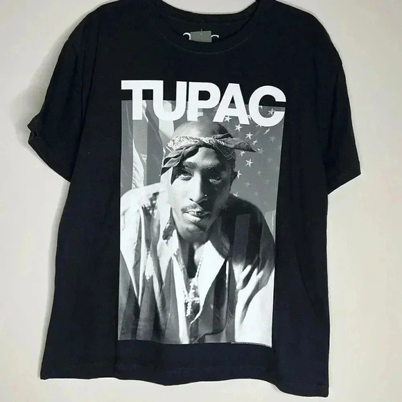 Tupac Tops - Black/White Tupac T-Shirt